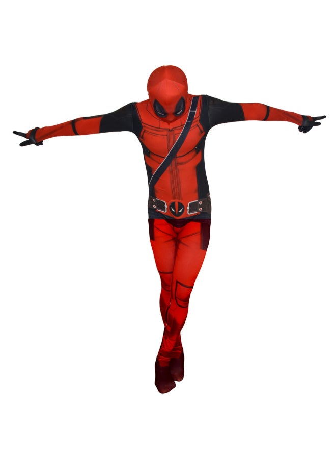 Deadpool Wade Wilson Merc Suit Cosplay Costume Full Bodysuit, Red and Black Superhero Outfit Inspired by Deadpool Movies for Fans and Costume Parties 9to11 years 140cm - Image 5